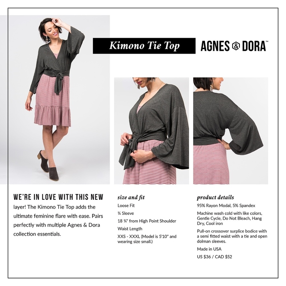 Kimono Tie Top Navy - Picture 2 of 3